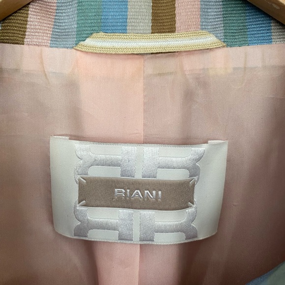 RIANI Pink Geometric Jacquard Mid-Length Coat - Size 8 - Picture 5 of 15